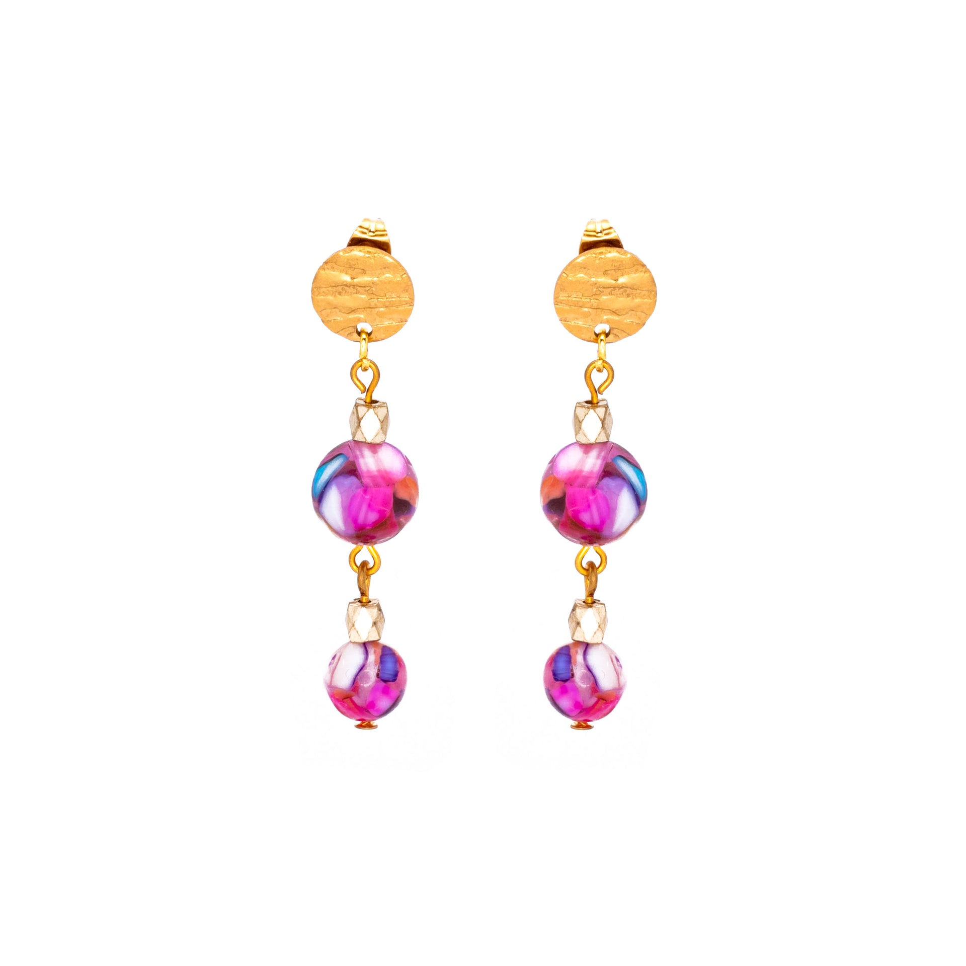 Multicolor Mosaic Shell Bead Necklace, Bracelet & Earrings Set